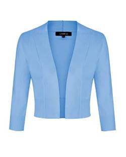 MINTLIMIT Strickjacke Damen Sommer V-Ausschnitt 3/4-Arm Bolero Festlich Cardigan Blazer,Himmelblau,L von MINTLIMIT