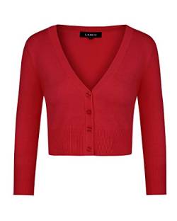 MINTLIMIT Strickjacke Damen Sommer V-Ausschnitt 3/4-Arm Bolero Festlich Cardigan Rot L von MINTLIMIT