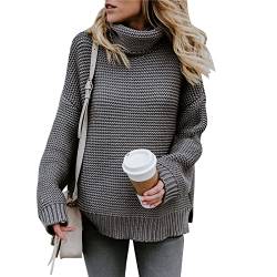 MINTLIMIT Strickpullover Damen Pullover Elegant Langarm Casual Grobstrickpullover Shirts Knit Pullis Jumper,Grau,M von MINTLIMIT