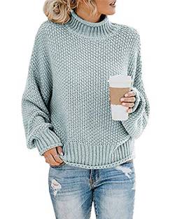 MINTLIMIT Strickpullover Damen Pullover Elegant Langarm Oberteile Casual Sweater Shirts Knit Pullis Jumper,GN-Mintgrün,M von MINTLIMIT