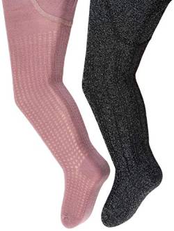 MINYMO Baby-Mädchen 2Er Pack Verschieden Farben Strumpfhose, Mehrfarbig (Schwarz 106), 56/62 (Herstellergröße: 562) von MINYMO