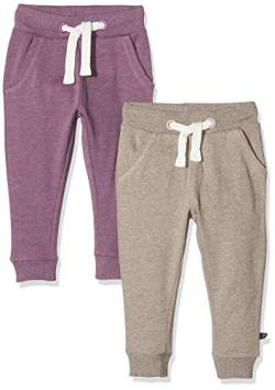 MINYMO Baby-Mädchen 2er Pack Sweat Pants/Freizeithose Jogginghose, Mehrfarbig (Purple/Grau 647), (Herstellergröße:86) von MINYMO