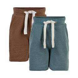 MINYMO Jungen Basic Sweat Short (2-Pack) Trainingshose, Toffee, 128 von MINYMO