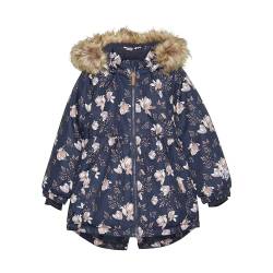 MINYMO Mädchen Kinder Winterjacke Wärmende Jacke mit Fellkapuze AOP Print geblümt 162136, Größe:98, Farbe:Parisian Night (7021) von MINYMO