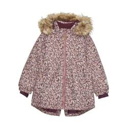 MINYMO Mädchen-Winterjacke rotbraun mit floralem Muster 140 von MINYMO