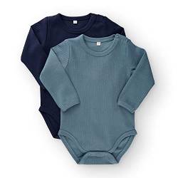 MINYMO Unisex Baby Body LS (2-Pack) Kleinkind T-Shirt-Satz, Goblin Blue, 80 von MINYMO