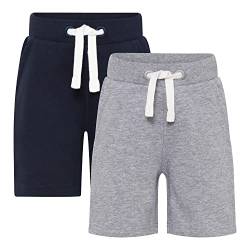MINYMO Unisex Kids Basic Sweat (2-Pack) Casual Shorts, Dark Navy, 152 von MINYMO