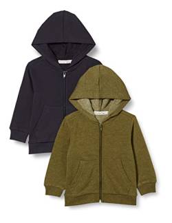 MINYMO Unisex Kids Sweat Jacket w. Hood (2-Pack) Shirt, Dark Olive, 128 von MINYMO