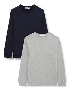 MINYMO Unisex Kids Sweatshirt Boys (2-Pack) Shirt, Greymelange, 146 von MINYMO