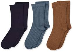 MINYMO Unisex Kids Wool Rib 3-Pack Wolle Socken, Dark Navy, 19 von MINYMO