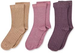 MINYMO Unisex Kids Wool Rib 3-Pack Wolle Socken, Orchid Haze, 15 8 von MINYMO