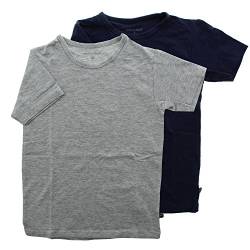 Minymo 2er Pack Kinder Jungen T-Shirt, Kurzarm, Alter 11-12 Jahre, Größe: 152, Farbe: Dunkelblau und Grau, 3932 von MINYMO