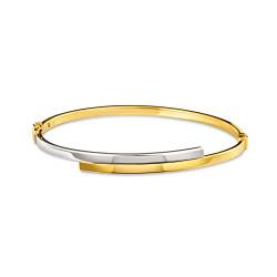 MIORE Armreif Armband für Damen aus Glänzend 9k 375 Gelbgold/Weißgold mit Sicherheitsverschluss, Umfang 18.5 cm von MIORE
