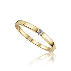 MIORE Diamant Schmuck Damen Solitär Verlobungsring mit 0.05 Ct Diamant Spannring aus Gelbgold 9 Karat (375) Gold von MIORE