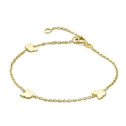 MIORE Kinderschmuck Armband mit 3 Schmetterlinge in Kette eingearbeitet Armkettchen aus Gelbgold 9 Karat /375 Gold, Länge wählbar von 12-14cm von MIORE