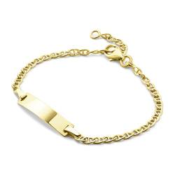 MIORE Kinderschmuck ID Armband mit Namensschild Armkettchen aus Gelbgold 9 Karat /375 Gold, Länge wählbar von 12-14cm von MIORE