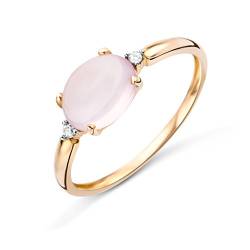 MIORE Ring Damen Rosé 9 Karat / 375 Gold Roser Quarz mit Diamant Brillianten (50) von MIORE