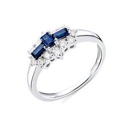 MIORE Ring Damen Saphir und Diamant Verlobungsring Weißgold 9 Karat / 375 Gold mit blauer Saphir 0.62 Ct und Diamanten Brillanten 0.35 Ct, Schmuck von MIORE