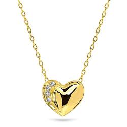 MIORE Schmuck Damen 0.02 Ct Diamant Halskette mit Kettenanhänger Herz und 4 Diamanten Brillanten kette aus Gelbgold 9 Karat / 375 Gold von MIORE
