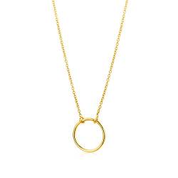 MIORE Schmuck Damen Halskette mit Kettenanhänger Kreis Kette aus Gelbgold 9 Karat / 375 Gold von MIORE