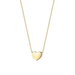 MIORE Schmuck für Damen Anker Kette mit Herz Anhänger klassische Halskette aus Gelbgold 9 Karat 375 Gold, Länge 39-41 cm verstellbar von MIORE