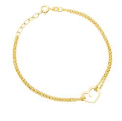 Miore Armband - Armreif Damen Kette Vergoldet 925 Sterling Silber mit Herz 19 cm von MIORE