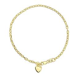 Miore – Armband mit Herz-Anhänger aus 14 Karat Gelbgold (585) – feingliedriges Gold Armband Damen – allergenfrei & handgemacht – in hochwertiger Schmuckschachtel zum Verschenken (19 cm) von MIORE