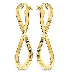 Miore – Creolen aus 9 Karat Gelbgold (375) – Ohrringe Gold hängend mit Klappbügel für Damen – Geschwungene Infinity Goldohrringe in hochwertiger Schmuckschachtel zum Verschenken (30 x 2 mm) von MIORE