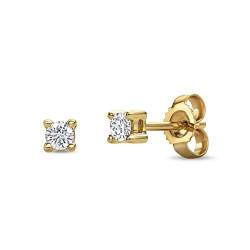 Miore Diamant Ohrringe Damen klassische Solitär Studs mit 0,15 Ct Diamanten Ohrstecker aus Gelbgold 14 Karat/ 585 Gold, Ohrschmuck 3x3mm von MIORE