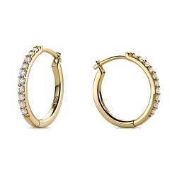 Miore Diamant Ohrringe Damen klassische runde Hoops mit 0,20 Ct Diamanten im Brillantschliff Eternity Creolen aus Gelbgold 14 Karat/ 585 Gold, Ohrschmuck 15 mm von MIORE