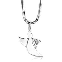 Miore Kette - Halskette Damen Kette Silberfarbig 925 Sterling Silber mit Engel mit Rundschliff Zirkonia Steinchen 45 cm von MIORE