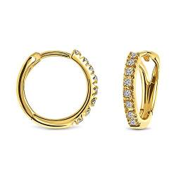 Miore Ohrringe Damen 0.10 Ct Diamant Creolen aus Gelbgold 18 Karat / 750 Gold, Ohrschmuck mit 16 Diamant Brillianten Ø 12 mm von MIORE