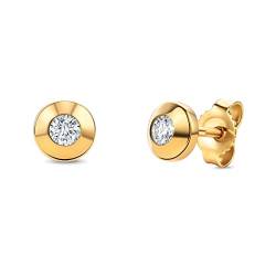 Miore Ohrringe Damen 0.15 Ct Solitär Diamant runde Ohrstecker aus Gelbgold 9 Karat / 375 Gold, Ohrschmuck von MIORE