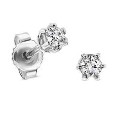 Miore Ohrringe Damen 0.25 Ct Solitär Diamant runde Ohrstecker aus Weißgold 14 Karat / 585 Gold, Ohrschmuck von MIORE