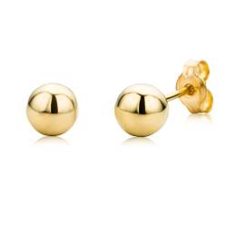 Miore Ohrringe Damen Dezente, glänzende Runde Kugel Ohrstecker aus Gelbgold 9 Karat 375 Gold Ohrringe in Ballform, Ohrschmuck, Durchmesser 5 mm von MIORE
