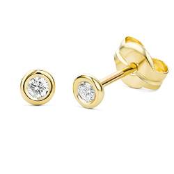 Miore Ohrringe Damen Ohrstecker Gelbgold 9 Karat/ 375 Gold Diamant Brillianten 0.10 ct ⌀ 4 mm von MIORE