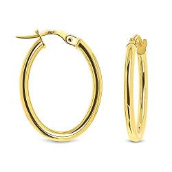 Miore Ohrringe Damen klassische runde glänzende Creolen aus Gelbgold 14 Karat / 585 Gold, Ohrschmuck von MIORE