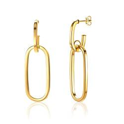 Miore Ohrringe Damen quadratische Kettenglieder Ohrringe hängend aus Gelbgold 9 Karat/ 375 Gold, Ohrschmuck 15.5x50mm von MIORE