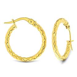 Miore Ohrringe Damen runde glänzende Creolen mit Twist Design aus Gelbgold 14 Karat / 585 Gold, Ohrschmuck von MIORE