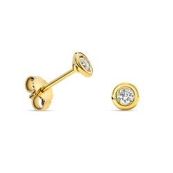 Miore – Ohrstecker aus 14 Karat Gelbgold (585) mit natürlichen Diamant im Rundschliff (0.15 Ct) – Bouton-Ohrringe mit Solitär Brillant für Damen in edler Zargenfassung – Allergenfrei & handgemacht von MIORE