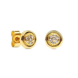 Miore Schmuck Damen 0.05 Ct Diamant Ohrstecker mit 14 Diamanten Brillanten Ohrringe aus Gelbgold 9 Karat / 375 Gold Ø 5,5 mm von MIORE