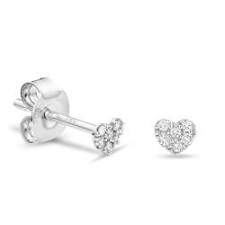 Miore Schmuck Damen 0.06 Ct Diamant Ohrstecker Herz mit 12 Diamanten Brillanten Ohrringe aus Weißgold 18 Karat / 750 Gold von MIORE
