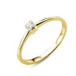 Miore Schmuck Damen 0.07 Ct Solitär Diamant Verlobungsring Ring aus Gelbgold 18 Karat / 750 Gold (56) von MIORE