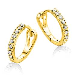 Miore Schmuck Damen 0.10 Ct Diamant Creolen mit 16 Diamanten Brillanten Ohrringe aus Gelbgold 9 Karat / 375 Gold von MIORE
