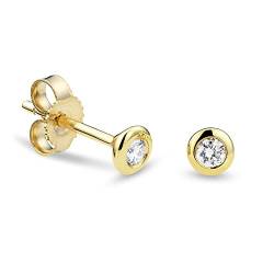 Miore Schmuck Damen 0.10 Ct Solitär Diamant Ohrstecker Ohrringe aus Gelbgold 8 Karat / 333 Gold von MIORE
