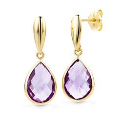 Miore Schmuck Damen Ohrringe mit Edelstein Geburtsstein Amethyst Ohrhänger aus Gelbgold 14 karat / 585 Gold von MIORE