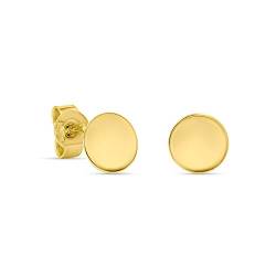 Miore Schmuck Damen Ohrstecker runde platte Scheibe 6 mm Ohrringe aus Gelbgold 14 Karat / 585 Gold von MIORE