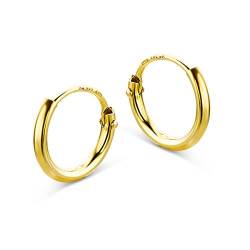 Miore Schmuck Damen glänzende Creolen Ohrringe aus Gelbgold 14 Karat / 585 Gold von MIORE