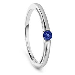 Miore Verlobungsring für Damen mit Edelstein/Geburtsstein blauer Saphir 0.13 carat Ring aus Weißgold 9 Karat/ 375 von MIORE