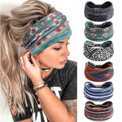 6 Stück Stirnbänder für Frauen Haar UK Kopftücher Breite Weiche Damen Stirnband Boho Mode Bandanas Knoten Erwachsene Haarbänder Elastische Sport Laufen Yoga Kopf Wraps (P6Boho3A) von MIQIQAO
